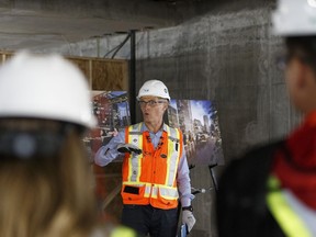Glen Scott, president of Katz Group Real Estate, speaks during a construction media tour of ICE District's latest developments: Edmonton Tower, JW Marriott Hotel-Legends Private Residences and Stantec Tower and SKY Residences in Edmonton, Alberta on Tuesday, September 12, 2017.