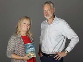 Author Pauline Dakin, left, and her brother Ted. Run, Hide, Repeat, A Memoir of a Fugitive Childhood, by Pauline Dakin, tells the story on their childhood, in what they believed was witness protection.