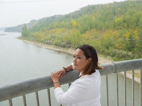 Enoch First Nation Coun. Michelle Wilsdon overlooks the proposed Big Island park on Sept. 8, 2017.