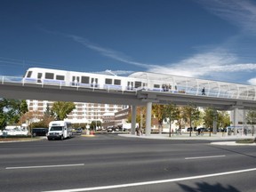 An artist's rendering of the proposed West Valley Line LRT station, outside the Misericordia Hospital on 87 Avenue.