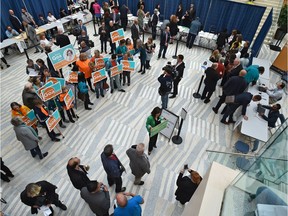 Candidates and their supporters fill City Hall for the official start of the municipal election.