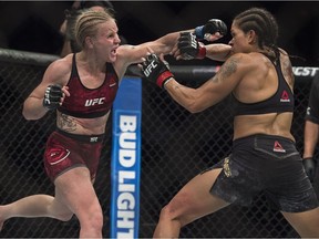 Amanda Nunes won a split decision after five rounds over Valentina Shevchenko in the Women's Bantamweight Title bout at UFC 215 at Rogers Place in Edmonton on September 9, 2017.