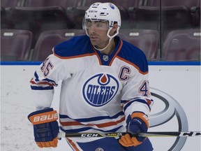 Edmonton Oilers centre Joe Gambardella during the Young Stars prospects tournament on Sept.8, 2017, in Penticton, B.C.,  against the Calgary Flames.