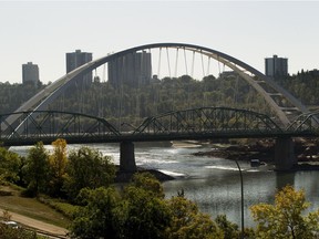 Walterdale Bridge as seen on Wednesday, Sept. 6, 2017. The bridge is still under construction, but the city insists it will open this month, two years late, but on budget.