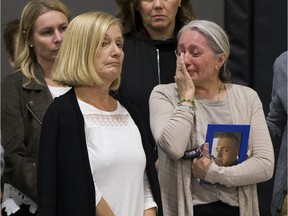 Mioara Whytock holds a picture of her son, Calum Whytock, 18, who died on April 28, 2017, from carfentanil poisoning. She was attending a presentation on the dangers of Fentanyl given to all 670 students at Mother Margaret Mary High School on Tuesday, Oct. 10, 2017, in Edmonton. The presentation is in partnership with the Edmonton Police Service and was at the school that Calum attended.