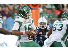 Quarterback Brandon Bridge (16) came through in a relief role for the Riders on Saturday.