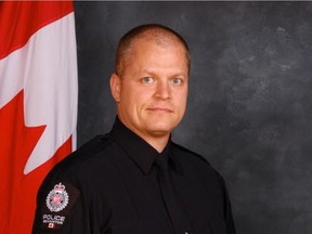 Const. Michael Chernyk, who survived a stabbing attack while on duty outside an Edmonton Eskimos game in September 2017, was among the police officers and citizens recognized by the police service and Edmonton Police Commission on Friday, Oct 4, 2019.