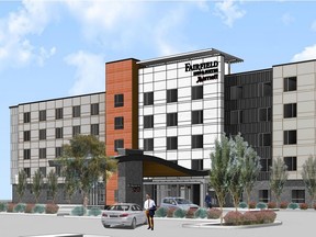 Drawing of new Fairfield Inn by Marriott scheduled to open at Edmonton International Airport in January 2019.