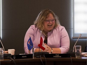Alberta Health Minister Sarah Hoffman hosts the provincial and territorial health ministers' conference on Thursday, Oct. 19, 2017, in Edmonton.