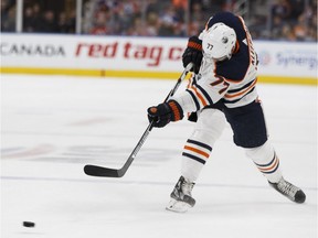 Edmonton's Oscar Klefbom (77) shoots during the first period of a preseason NHL game between the Edmonton Oilers and the Carolina Hurricanes at Rogers Place in Edmonton, Alberta on Monday, September 25, 2017. Ian Kucerak / Postmedia Photos for copy in Tuesday, Sept. 26 edition.

Full Full contract in place
Ian Kucerak, Postmedia