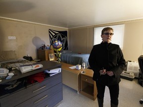 Laurie de Grace, executive director of Our House Addiction Recovery Centre gives a tour of one of the rooms in the facility at 22210 Stony Plain Road in Edmonton, Alberta on Wednesday, October 25, 2017.