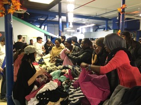 Edmontonians needing help to get ready for winter weather attend the Street Store at Boyle Street Community Services in Edmonton on October 28, 2017.