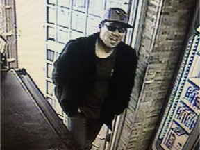 One of four suspects being sought by Leduc RCMP after an Esso gas station was robbed at gunpoint in Calmar, Alta., on Oct. 15, 2017.
