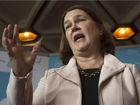 Indigenous Services Minister Jane Philpott delivers a speech in Ottawa on Wednesday September 27, 2017. Philpott spoke on reconciliation and strategies for implementing the Truth and Reconciliation Commission's health-related calls to action while building a healthcare system of cultural competence for Indigenous inclusion in Canada.