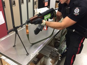 A photo of a firearm seized by Edmonton police during a search warrant execution at a southwest Edmonton residence on Oct. 30, 2014.