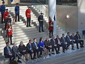 Council elect and the mayor during the swearing-in ceremony at City Hall in Edmonton, October 24, 2017.