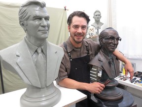 Sculptor Ryan Kurylo's bust of local transplant pioneer Dr. William Lakey, left, was unveiled before some 450 organ donors, their families, nurses and doctors at the Create the Change Masterpiece Gala Saturday night at the Radisson Hotel South.