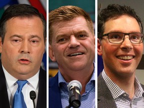 United Conservative Party leadership candidates (L-R) Jason Kenney, Brian Jean and Doug Schweitzer.