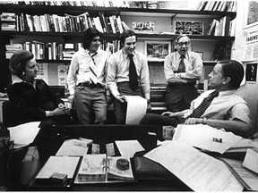 May 18, 1997: A Watergate-era meeting with Katharine Graham, Carl Bernstein, Bob Woodward, Howard Simons and Ben Bradlee.