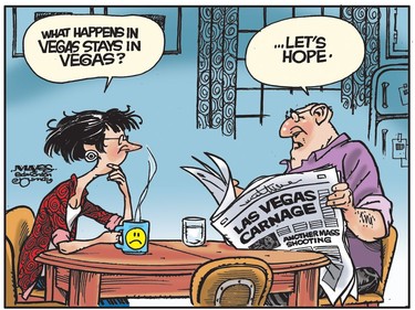 Oct. 3: Citizens hope that carnage that occurred in Vegas stays in Vegas. (Cartoon by Malcolm Mayes)