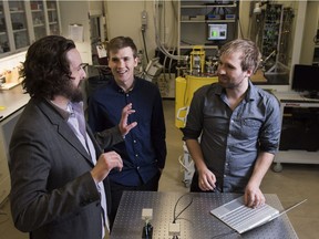 John Davis, left, Associate Professor in the University of Alberta Department of Physics, on March 23, 2017.