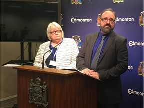 City manager Linda Cochrane (left) and chief financial officer Todd Burge present the 2018 budget update Thursday, Nov. 9, 2017.
