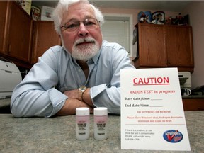 David Andres of Accuinspect, a home inspection company, shows off a radon gas test kit.