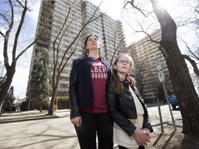 Jodie McKague and her daughter Franka McKague-Larson, 9, pose for a photo on Tuesday April 4, 2017. Jodie and other members of the Child-Friendly Housing Coalition of Alberta launched a public campaign to try convince the province to ban discrimination in housing based on age. File photo.