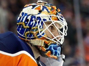 Edmonton Oilers goalie Cam Talbot (during NHL action against the Ottawa Senators at Rogers Place on Oct. 14, 2017.