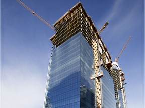 The Stantec Tower under construction in Edmonton's Ice District near Rogers Place.