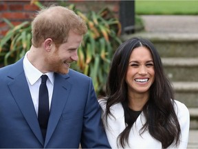 Prince Harry and Meghan Markle at the Sunken Gardens at Kensington Palace on Nov. 27, 2017 in London, England, during an official photocall to announce their engagement.