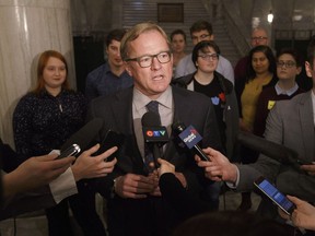 Education Minister David Eggen speaks about the passing of Alberta's controversial gay-straight alliance bill in Edmonton on Wednesday, Nov.15, 2017.