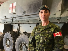 Capt. Ashley Collette, now based at CFB Edmonton, was a platoon commander with 1st Battalion, The Royal Canadian Regiment based at Petawawa, Ont., in 2010 when her close friend was killed by an IED. Collette was one of five Canadian Forces service members who shared their stories in the History channel TV documentary I Am War airing on Nov. 11, 2017.