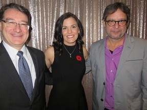 Helping the Edmonton Juvenile Diabetes Research Foundation raise more than $215,000 last week at a gala held at the Shaw Conference Centre were Dave Prowten, left, Canada's JDRF president and CEO, Global TV's Quinn Ohler and U of A Type 1 diabetes researcher Dr. Greg Korbutt.