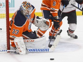 Edmonton Oilers goalie Cam Talbot in action against the Arizona Coyotes on Nov. 28, 2017.