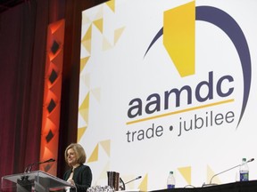 Premier Rachel Notley speaks at the 2017 Alberta Association of Municipal Districts and Counties conference at the Shaw Convention Centre in Edmonton on Thursday, Nov. 16, 2017.