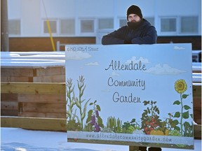 Jens Deppe, board member with the Allendale Community League said it took six years of paperwork compared to three weeks of construction to get their community garden built because of the city's onerous grant system in Edmonton, Nov. 6, 2017.