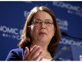 Federal Health Minister Jane Philpott dicusses the high cost of pharmaceuticals during a speech to the Economic Club of Canada in Ottawa, Tuesday, May 16, 2017.