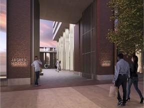 Artist's concept from 2014 of the entrance to Jasper House in downtown Edmonton.