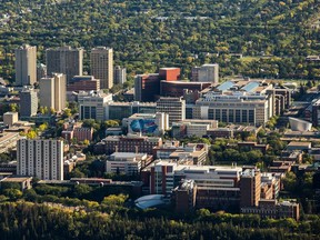 An aerial view of the University of Alberta.