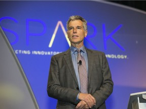 Thomas Homer-Dixon from Waterloo, Ont.'s Balsillie School of International Affairs, speaks at the Spark clean technology conference in Edmonton Tuesday, Nov. 7, 2017.