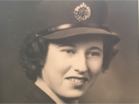 Winifred Stewart, pictured here when she was 25 and an active member of the Royal Canadian Air Force Women's Division stationed in Newfoundland between 1942 and 1945. Stewart, who will turn 100 on Nov. 18, 2017, recounted her service history in an interview with Postmedia on Friday, Nov. 10, 2017, at her home at the Kipnes Centre for Veterans at 4470 McCrae Ave., in Edmonton, Alta.