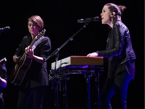 Tegan and Sara perform at the Jubilee Auditorium on Tuesday Oct. 31, 2017, in Edmonton.