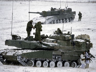 Soldiers, tanks and armoured vehicles were deployed in Exercise IRON RAM, a Canadian army field exercise of a simulated attack at Canadian Forces Base/Area Support Unit Wainwright on Friday Nov. 3, 2017.