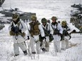 Soldiers participate in Exercise IRON RAM, a Canadian Army field exercise of a simulated attack at Canadian Forces Base/Area Support Unit Wainwright on Friday Nov. 3, 2017.