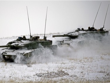 Army tanks were deployed in Exercise IRON RAM, a Canadian army field exercise of a simulated attack at Canadian Forces Base/Area Support Unit Wainwright on Friday Nov. 3, 2017.