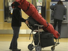 A traveller at Edmonton International Airport. File photo.