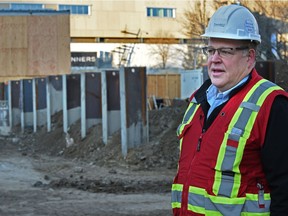 Next to piles being installed in Churchill Square, TransEd spokesperson Dean Heuman provides an update on the Valley Line LRT construction activities completed this year, as well as a look ahead to what can be expected in 2018 in Edmonton, December 13, 2017.