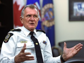 Edmonton police Chief Rod Knecht during a year-end interview, during which he said he was mulling whether to stand for another term.