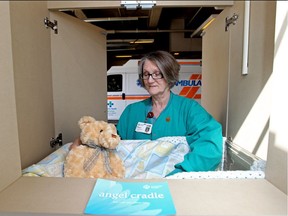 Emergency unit supervisor Mauri Sharun in the Angel Cradle dropoff point at the Grey Nuns Hospital, 110 Youville Dr., in Edmonton, Alta. on May 6, 2013. The Angel Cradle program provided a safe haven for one newborn in 2017.